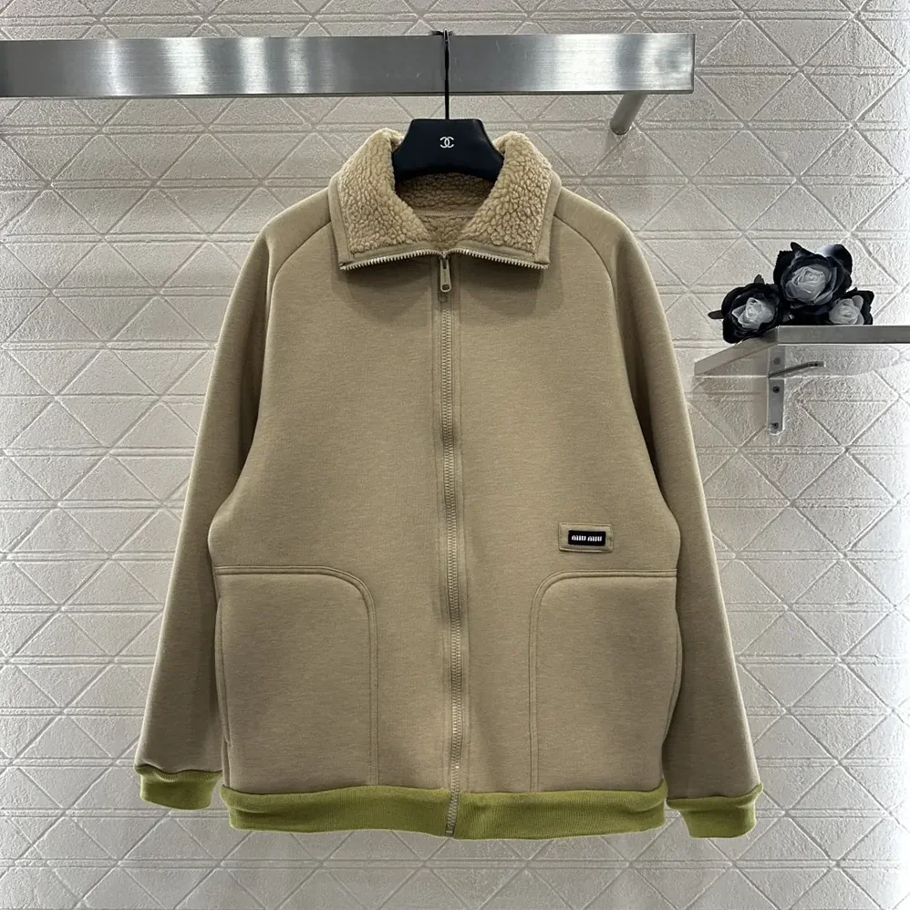Miu Miu Cotton Fleece Zipper Blouson Jacket for Women