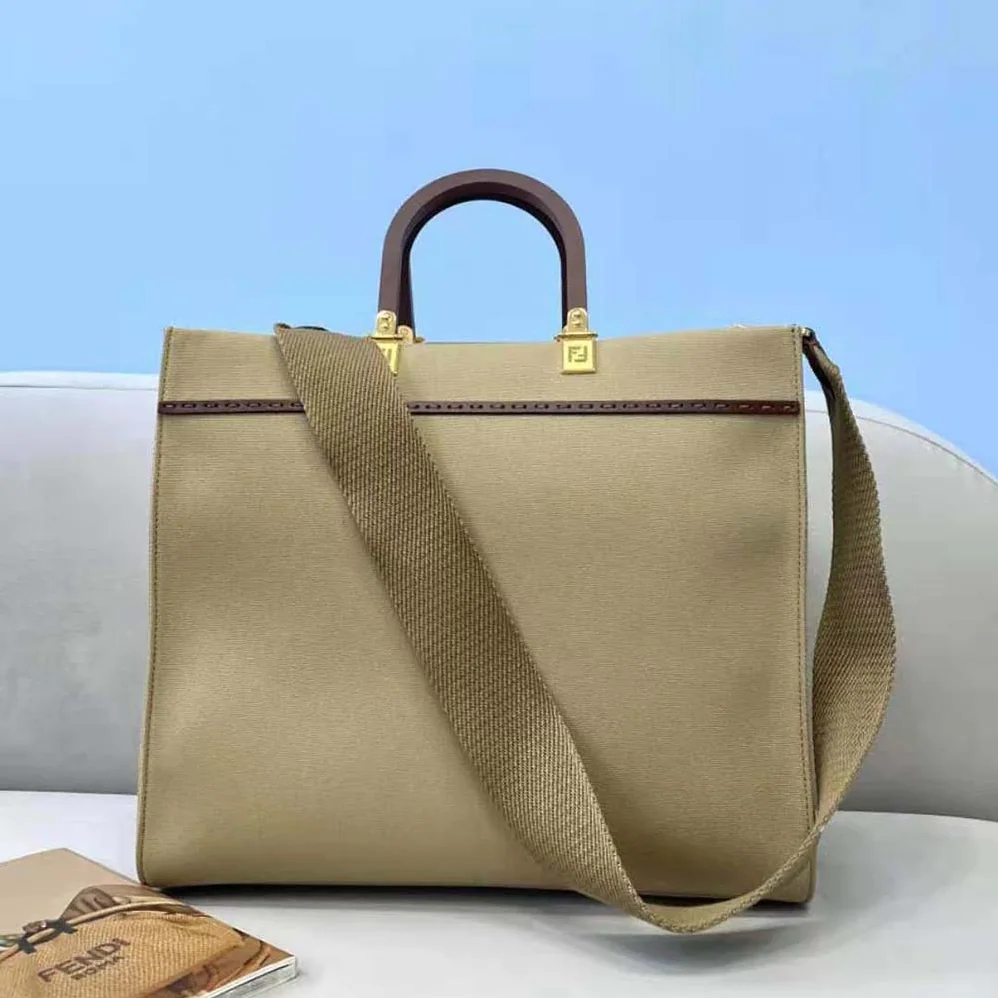 Fendi Fendi Sunshine Medium Beige Canvas Bag for Women