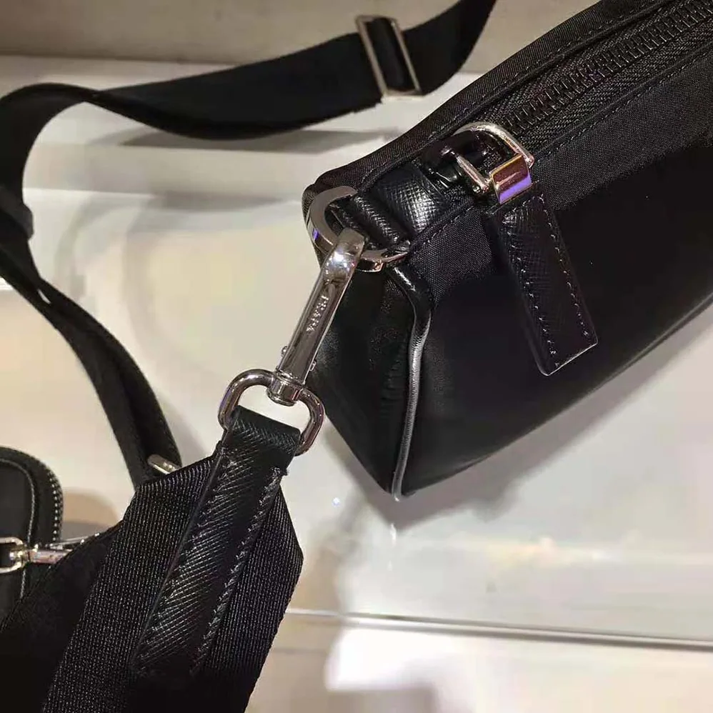 Prada Nylon and Saffiano Leather Bag with Strap for Men in Black Prada Nylon and Saffiano Leather Bag with Strap for Men in Black