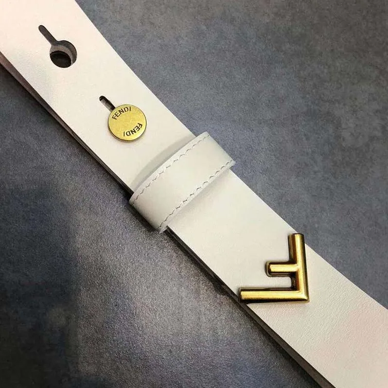 Fendi Long Tie Belt with F-Shaped Tip for Women in White