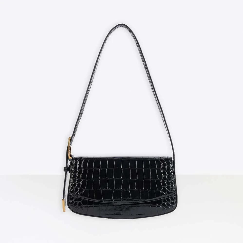 Balenciaga Ghost Sling Bag in Black Crocodile Embossed Calfskin for Women Balenciaga Ghost Sling Bag in Black Crocodile Embossed Calfskin for Women