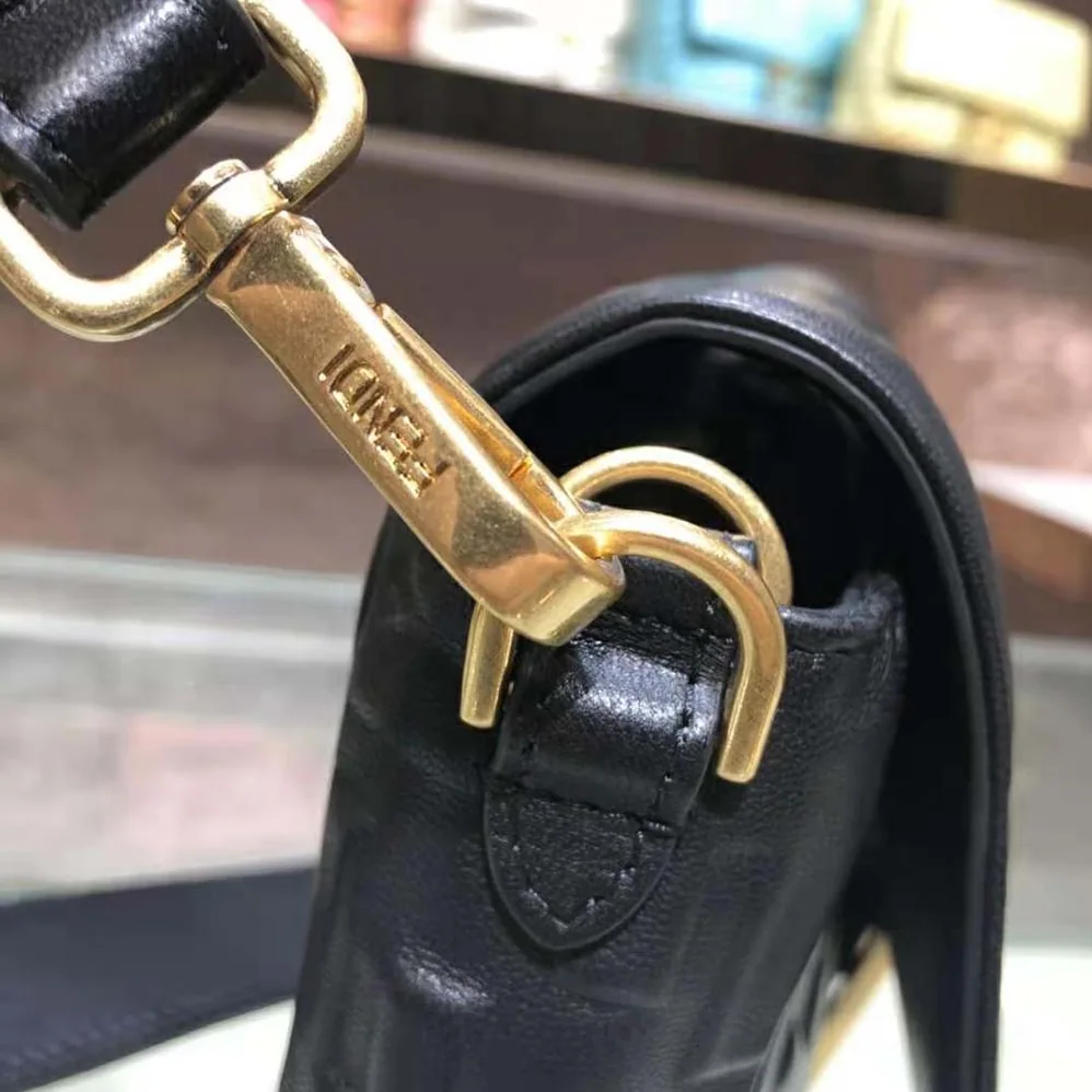 Fendi Iconic Medium Baguette Black Leather Bag for Women Fendi Iconic Medium Baguette Black Leather Bag for Women