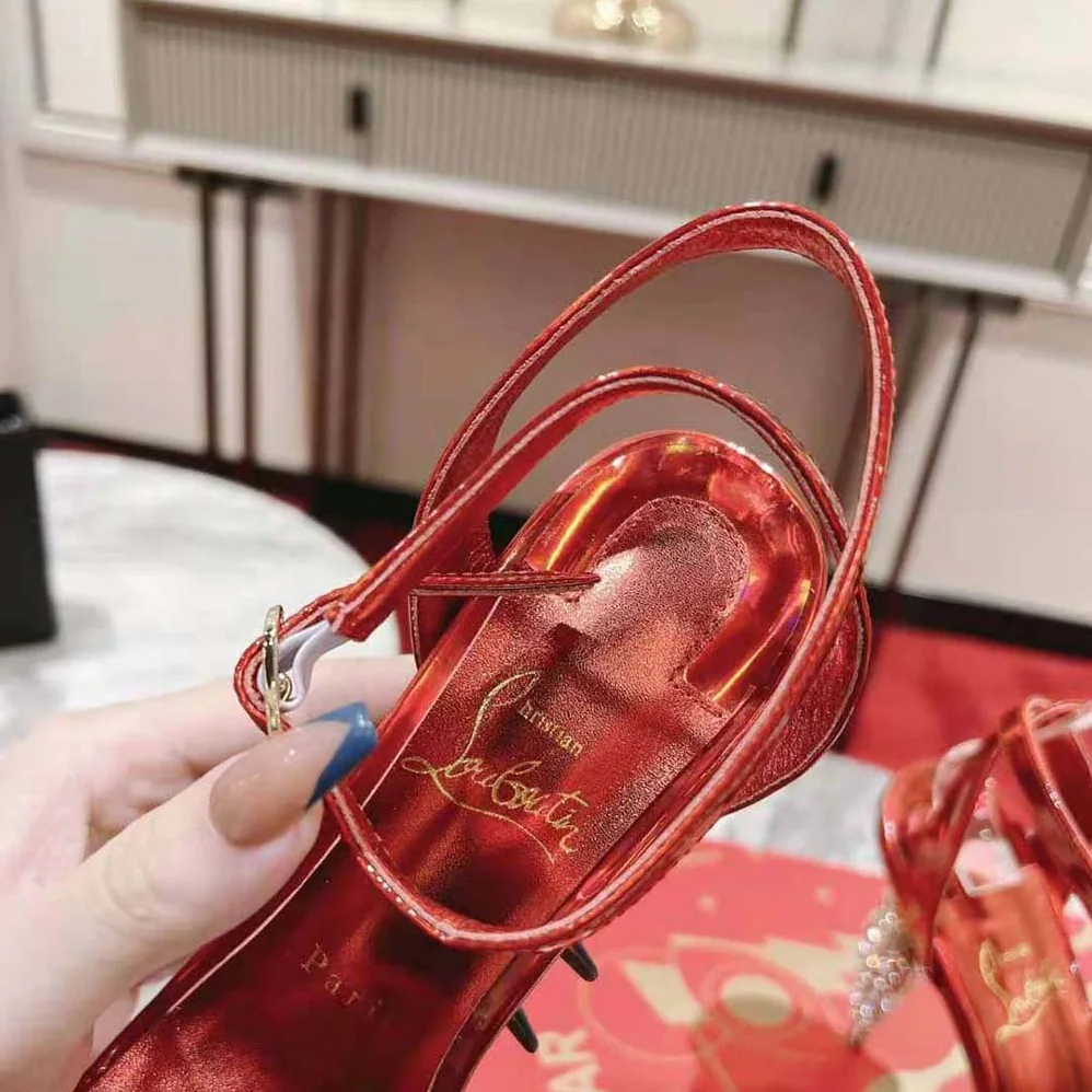 Christian Louboutin Lipstrass Queen 100 mm Heel Height for Women in Red Christian Louboutin Lipstrass Queen 100 mm Heel Height for Women in Red
