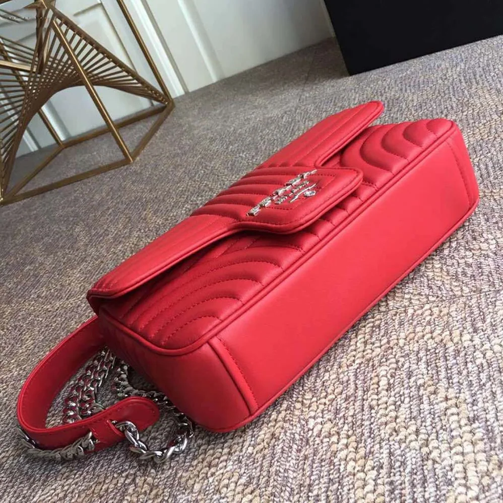 Prada Diagramme Leather Shoulder Bag in Red Prada Diagramme Leather Shoulder Bag in Red