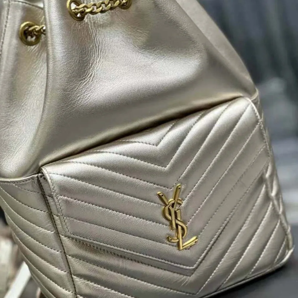 Saint Laurent YSL Joe Backpack in Lame Leather for Women
