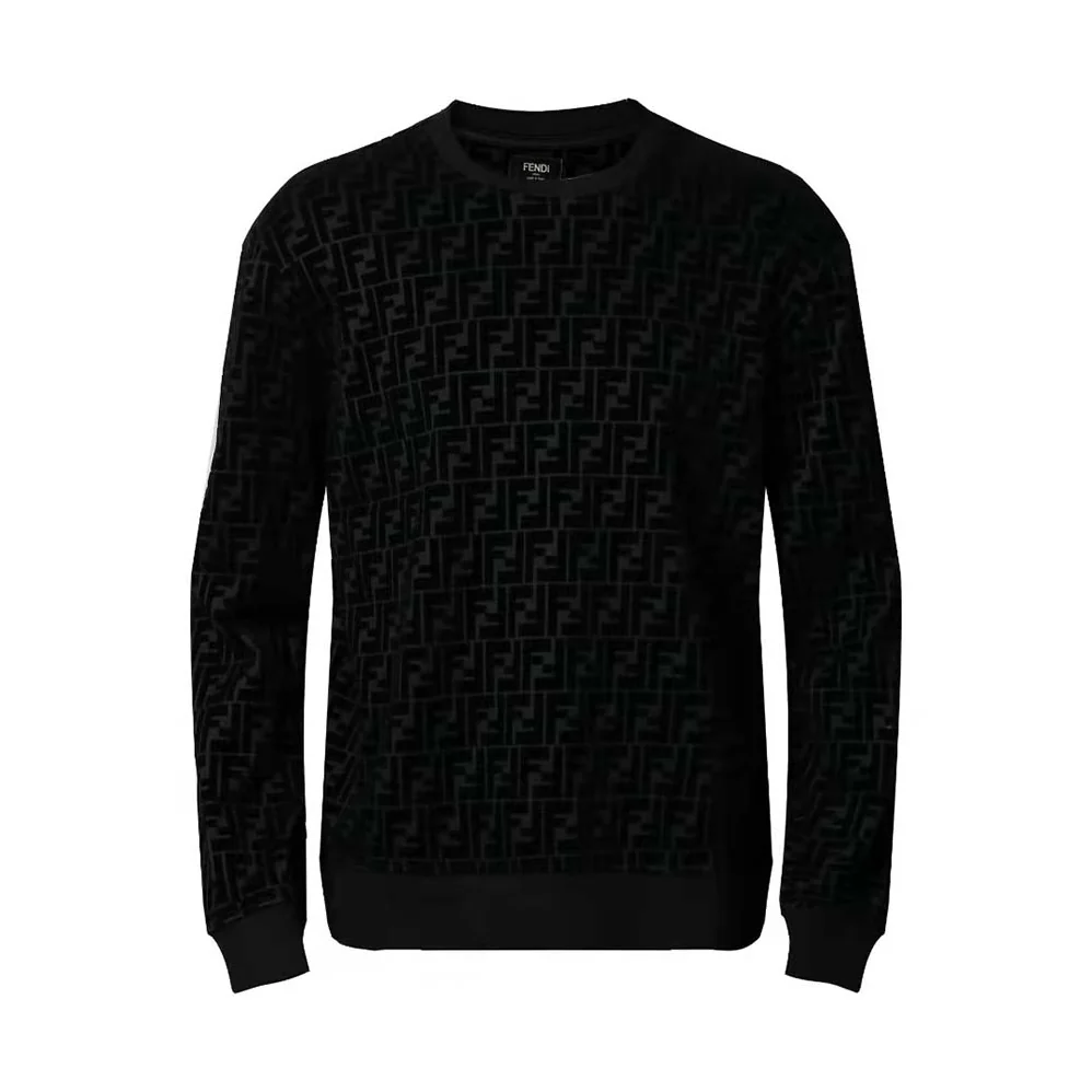 Fendi Black Piqué Sweatshirt-FY1077AFRJF0ABB for Men