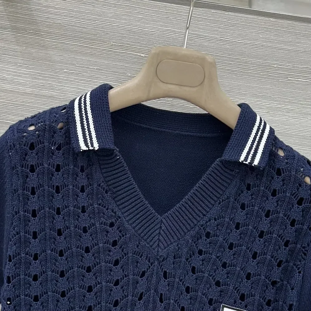 Miu Miu Cotton Polo Shirt for Women in Navy Miu Miu Cotton Polo Shirt for Women in Navy