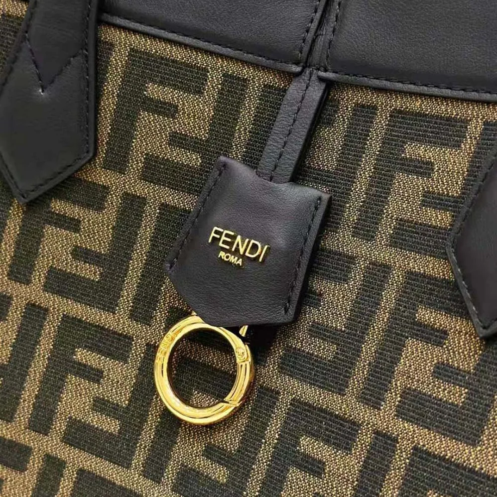 Fendi Origami Medium Brown FF Jacquard Fabric Bag That Can be Transformed for Women Fendi Origami Medium Brown FF Jacquard Fabric Bag That Can be Transformed for Women