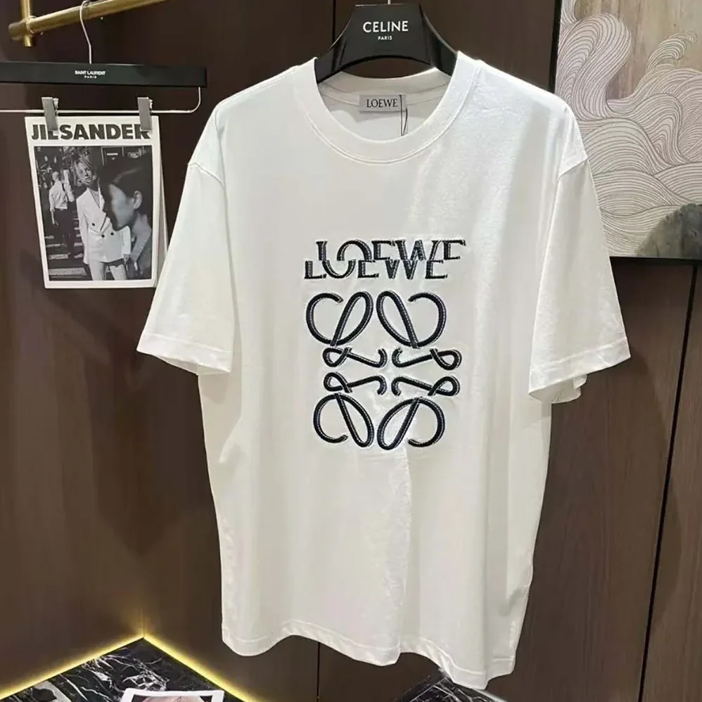 Loewe Loewe Men Loose Fit T-shirt in Cotton for Men in White/Black Loewe Loewe Men Loose Fit T-shirt in Cotton for Men in White/Black