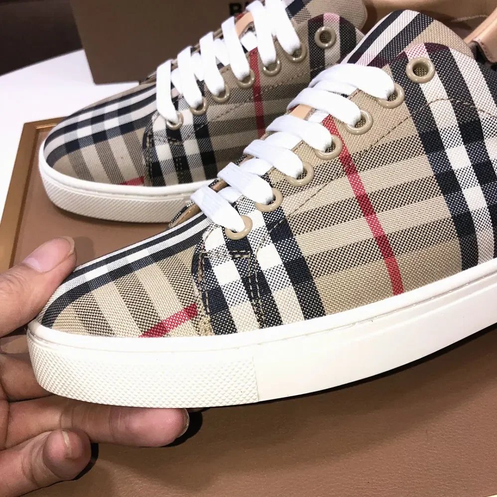 Burberry Check and Leather Sneakers-80497771 for Unisex