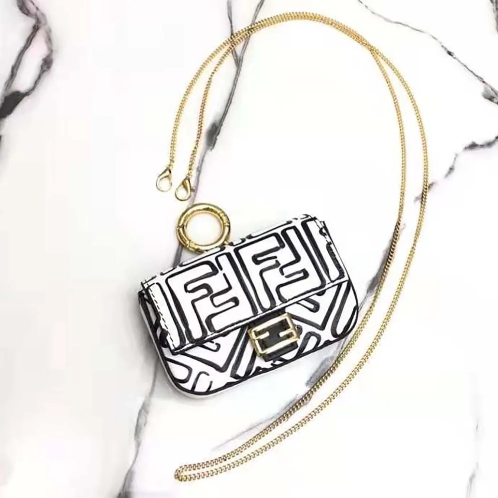 Fendi Nano Baguette Charm White Nappa Leather Charm for Women