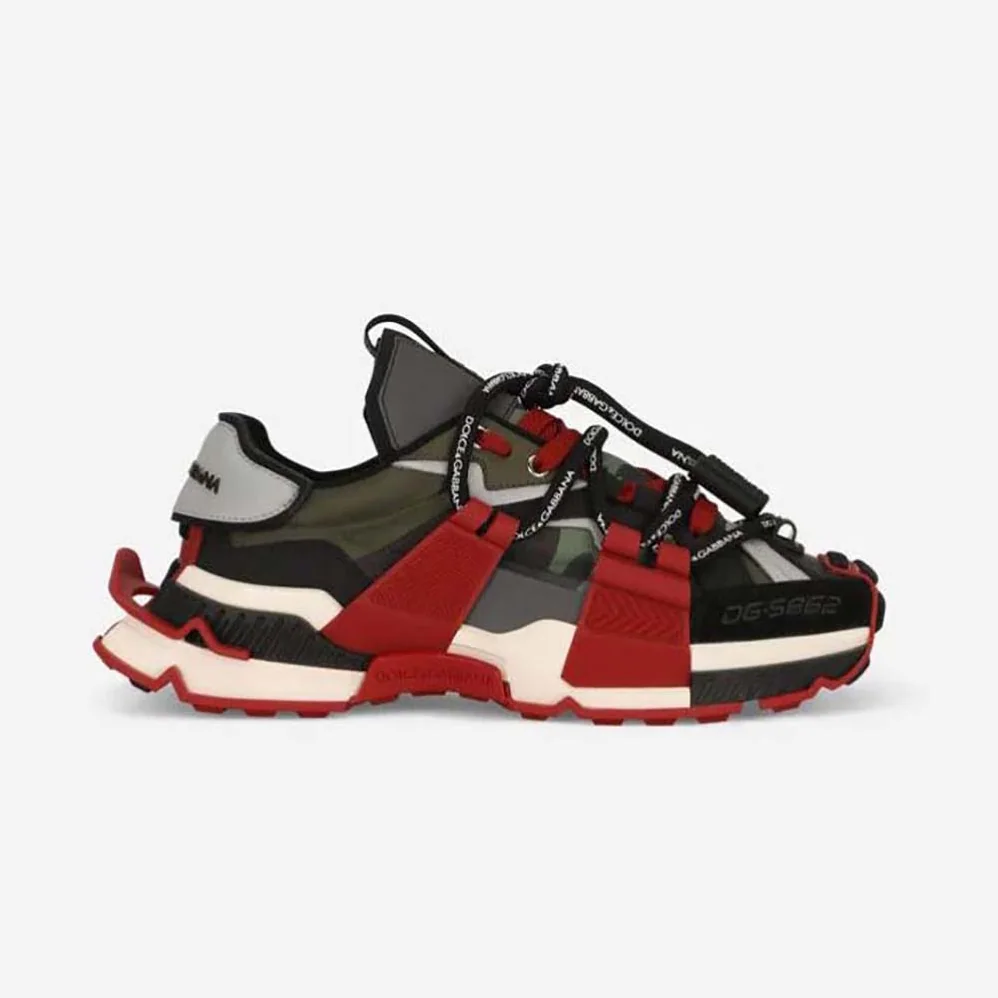 Dolce Gabbana D&G Mixed-Material Space Sneakers for Men in Maroon