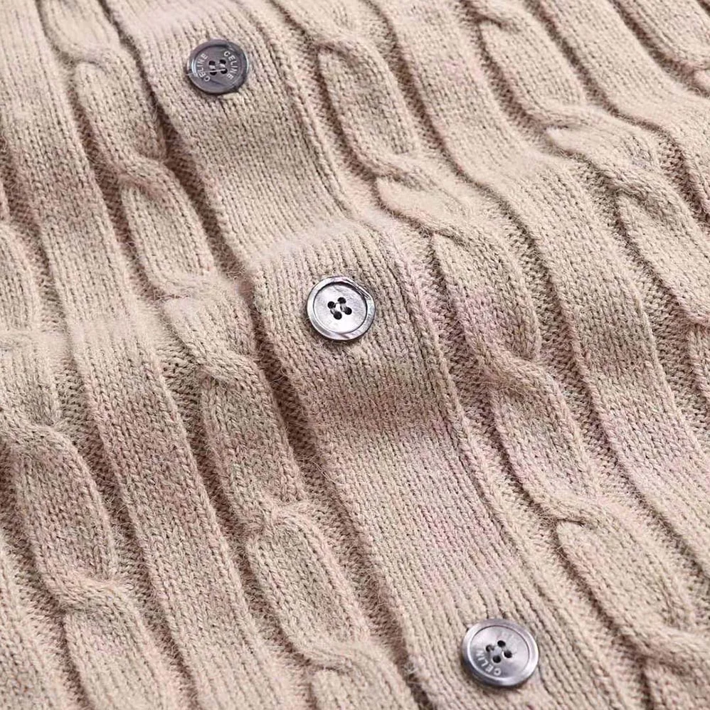 Celine Cable-knit Triomphe Cardigan in Cashmere for Women