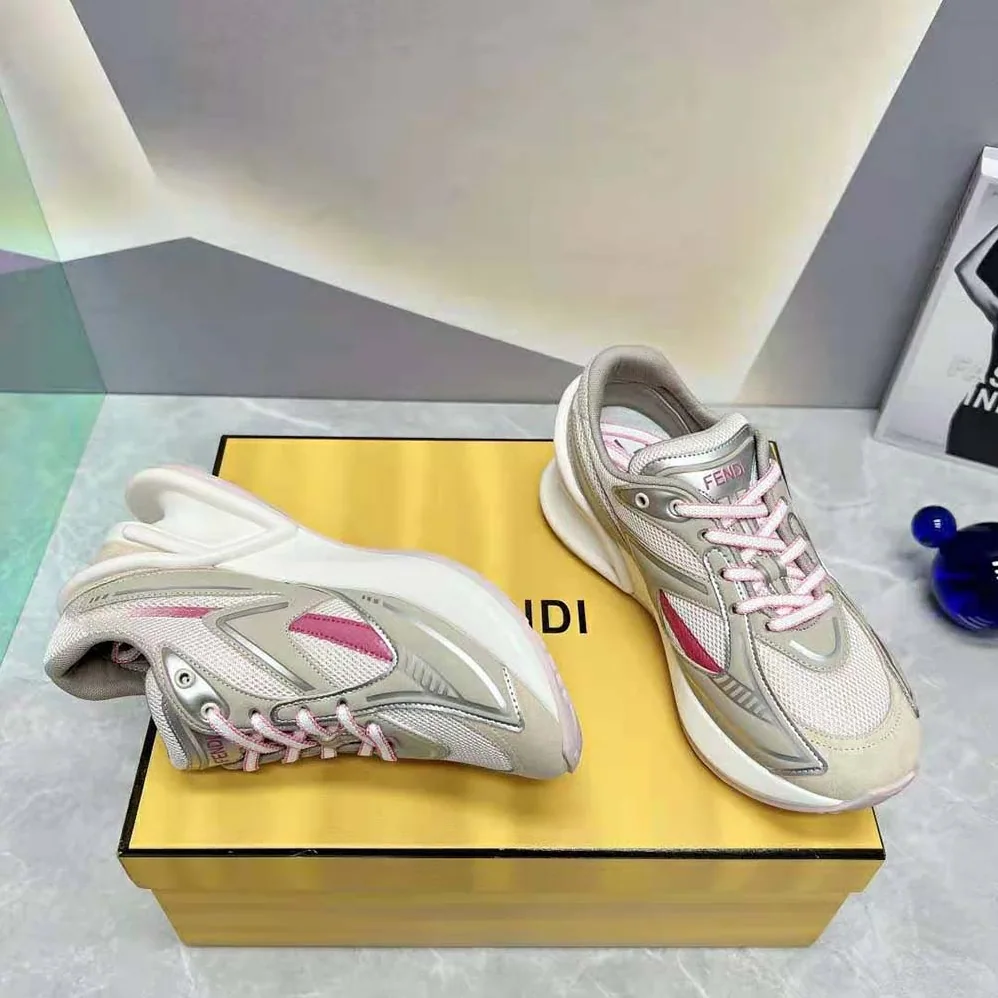 Fendi First 1 Beige Fabric Running Shoes for Women Fendi First 1 Beige Fabric Running Shoes for Women