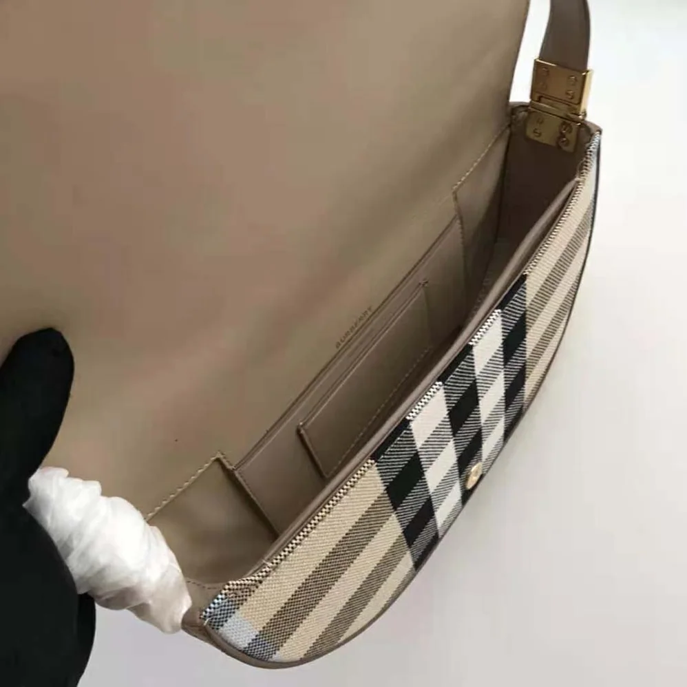 Burberry Small Check Canvas and Leather Olympia Bag for Women
