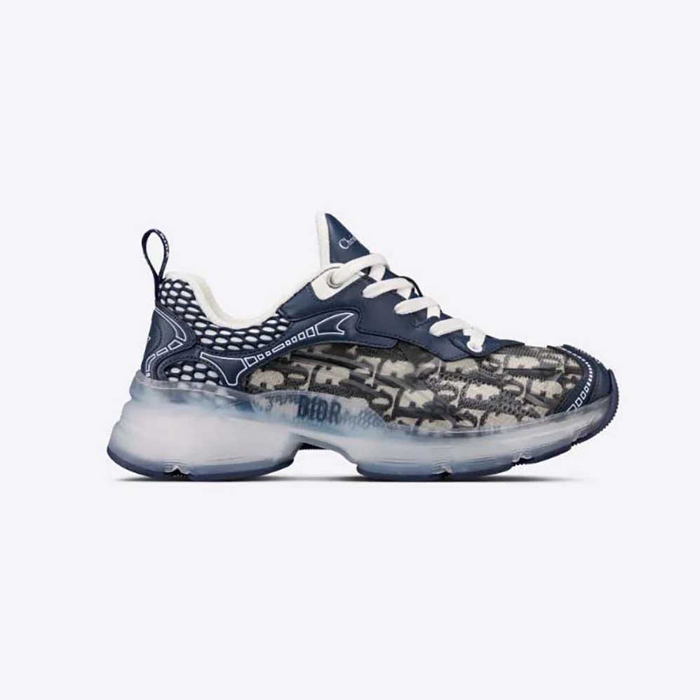 Dior Vibe Sneaker Deep Blue Dior Oblique Technical Fabric and Transparent Rubber for Women