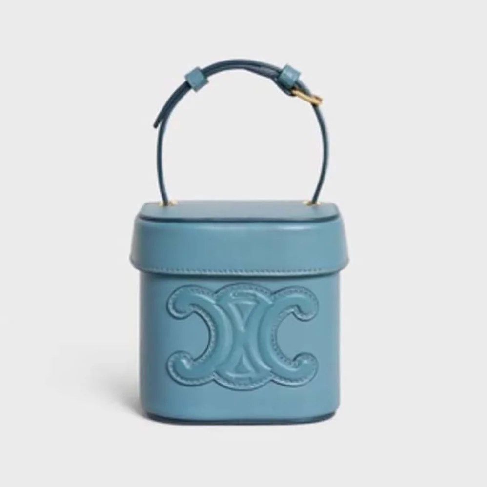 Celine Small Box Cuir Triomphe in Smooth Calfskin for Women in Blue