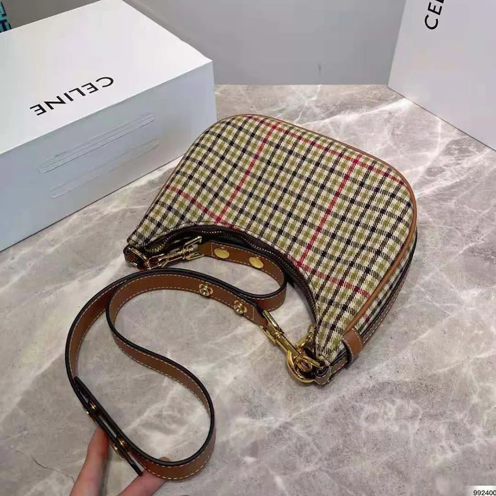 Celine Medium Strap Ava Bag in Textile and Calfskin for Women Celine Medium Strap Ava Bag in Textile and Calfskin for Women