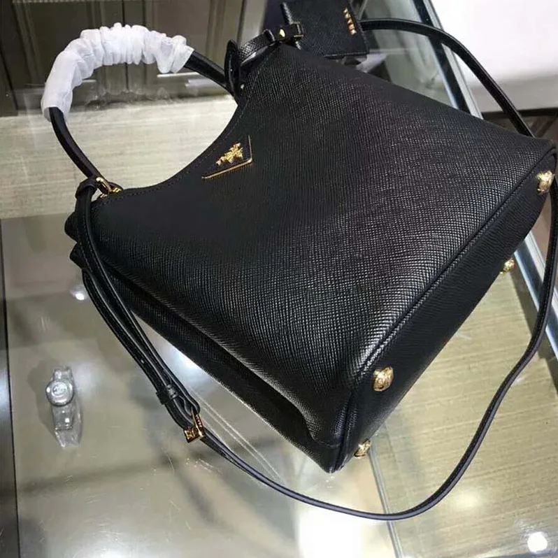 Prada Double Medium Bag in Saffiano Leather for Women in Black