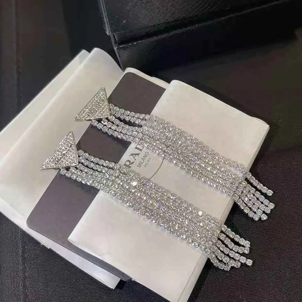 Prada Crystal Logo Jewels Zirconia Earrings for Women Prada Crystal Logo Jewels Zirconia Earrings for Women