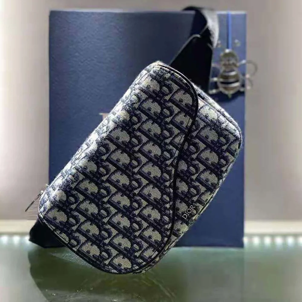 Dior Saddle Belt Bag Beige and Black Dior Oblique Jacquard for Men