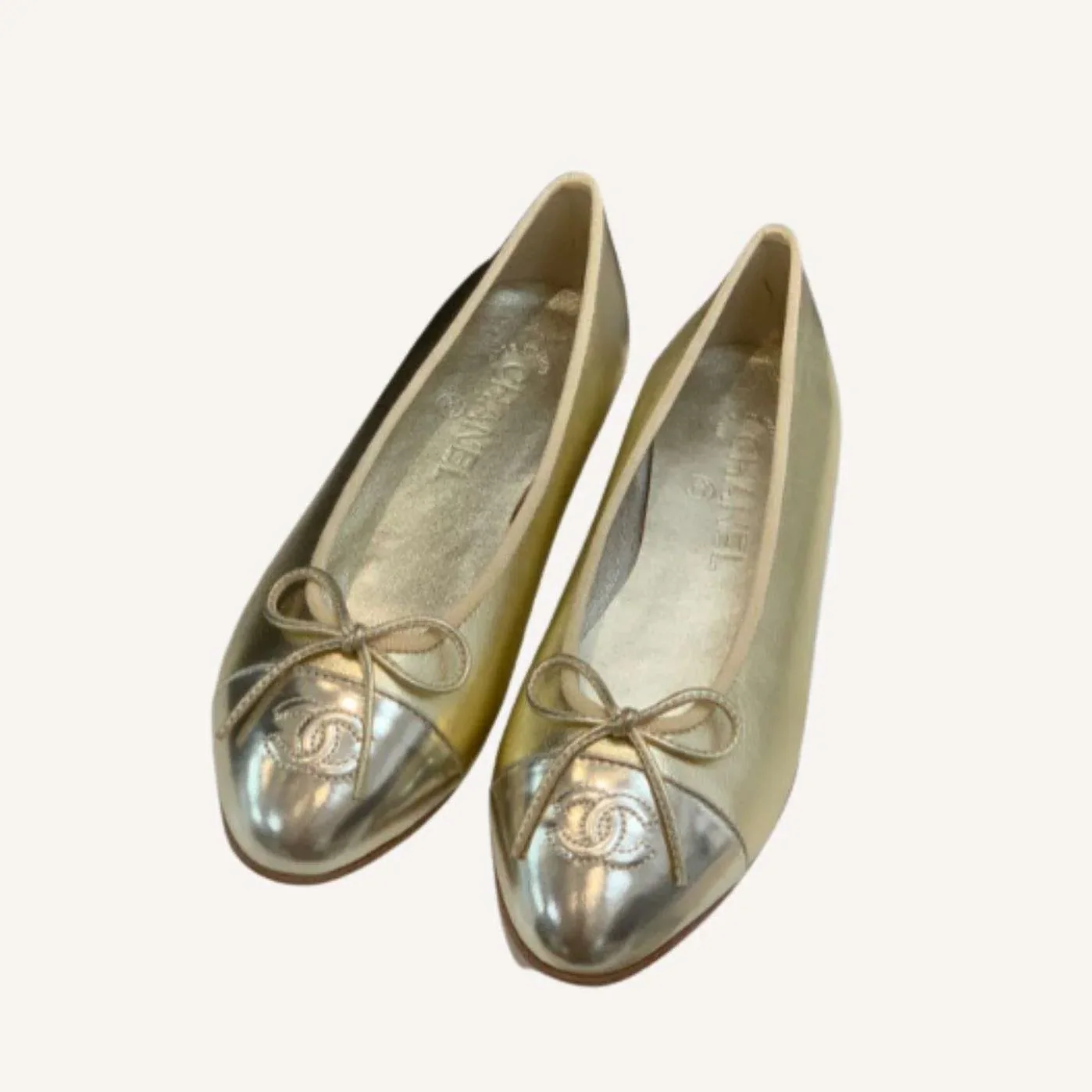 Chanel Ballet Flats Gold Chanel Ballet Flats Gold