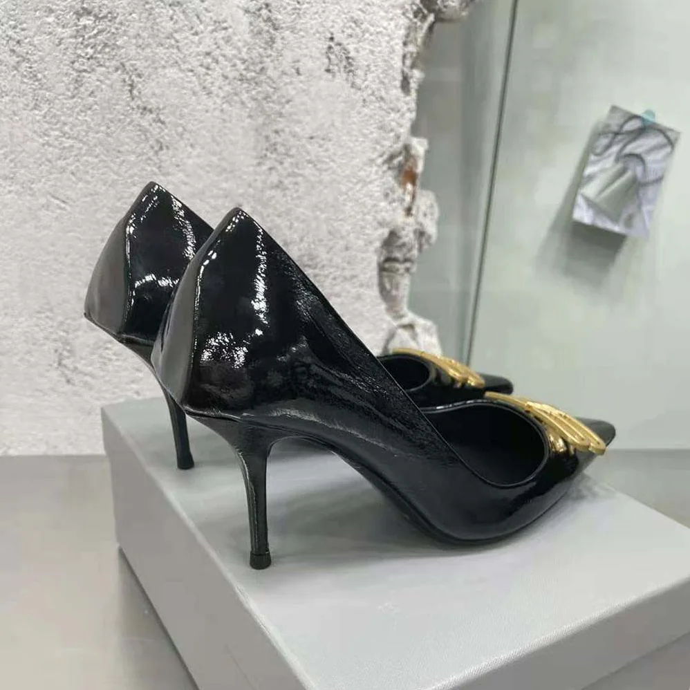 Balenciaga Square Knife BB 80mm Pump in Black Shiny Lambskin for Women