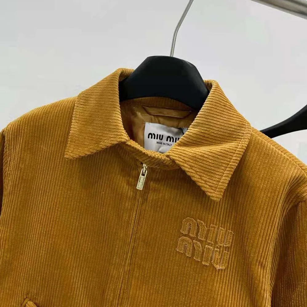 Miu Miu Corduroy Blouson Jacket for Women in Brown Miu Miu Corduroy Blouson Jacket for Women in Brown