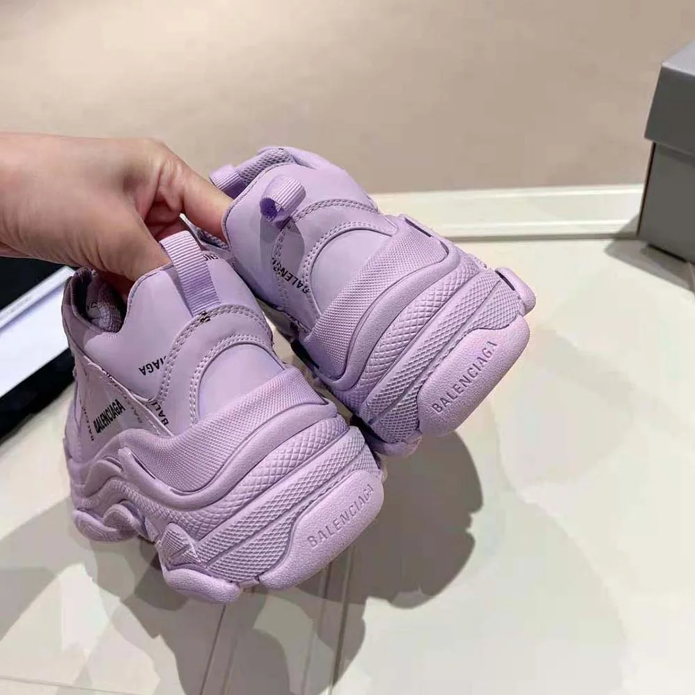 Balenciaga Triple S Sneaker Allover Logo in Lilac Purple and Black Technical Material for Unisex
