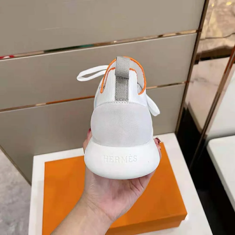 Hermes Crew Sneaker in Knit and Suede Goatskin for Women in White Hermes Crew Sneaker in Knit and Suede Goatskin for Women in White