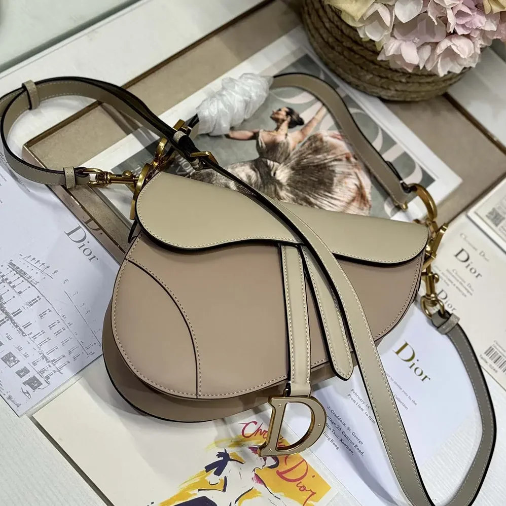 Dior Saddle Bag with Strap Two-Tone Biscuit and Trench Beige Supple Calfskin for Women Dior Saddle Bag with Strap Two-Tone Biscuit and Trench Beige Supple Calfskin for Women
