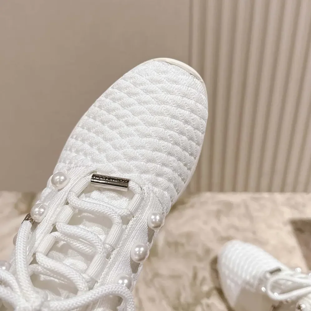 Jimmy Choo Veles White Textured Knit Trainers for Women Jimmy Choo Veles White Textured Knit Trainers for Women