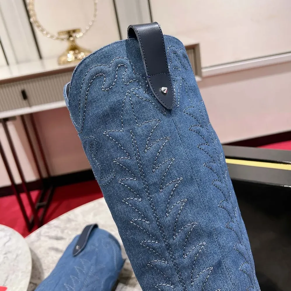 Christian Louboutin Santia Botta 85 mm Boots Nappa Leather and Denim for Women Christian Louboutin Santia Botta 85 mm Boots Nappa Leather and Denim for Women