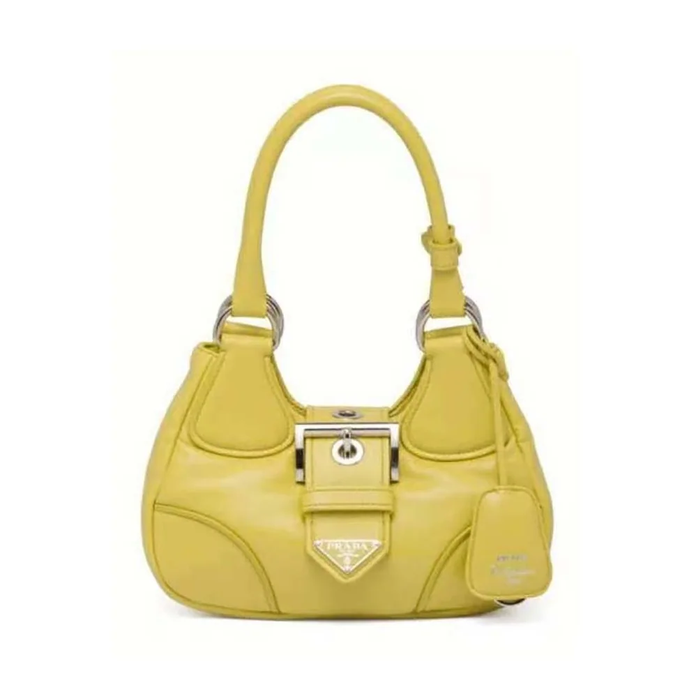 Prada Moon Re-Nylon and Leather Bag for Women in Yellow
