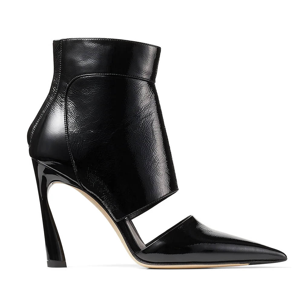Jimmy Choo Tara 100 Black Naplack Cut Out Ankle Boots for Women Jimmy Choo Tara 100 Black Naplack Cut Out Ankle Boots for Women