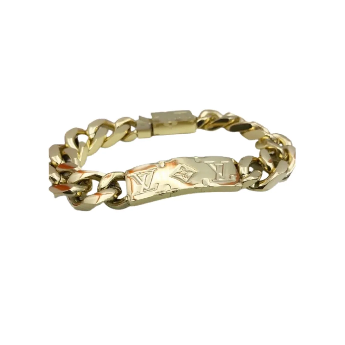 Louis Vuitton Monogram Chain Bracelet Gold Tone Louis Vuitton Monogram Chain Bracelet Gold Tone