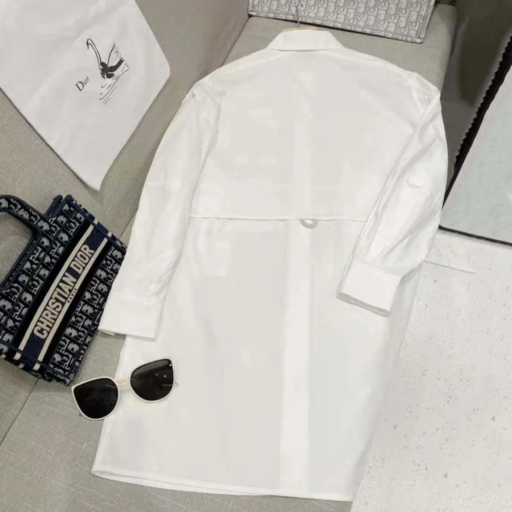 Fendi Slightly Oversized Shirt Dress White Poplin for Women Fendi Slightly Oversized Shirt Dress White Poplin for Women