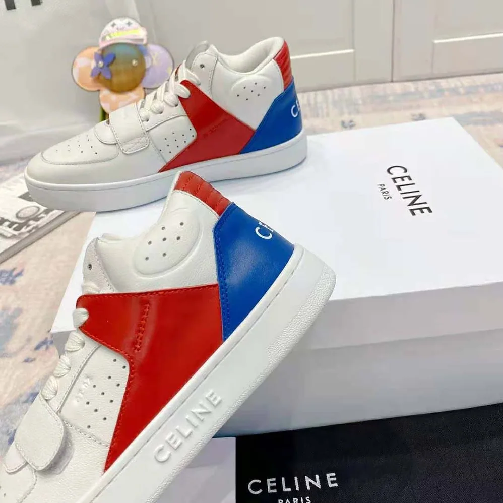 Celine CT-02 Mid Sneaker with Scratch in Calfskin for Men in Red