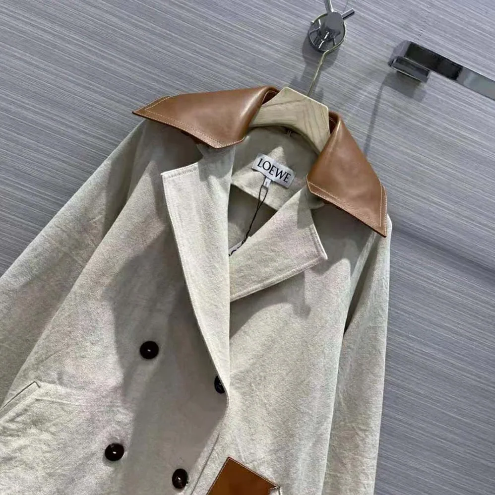 Loewe Trapeze Peacoat in Cotton and Linen for Women Loewe Trapeze Peacoat in Cotton and Linen for Women