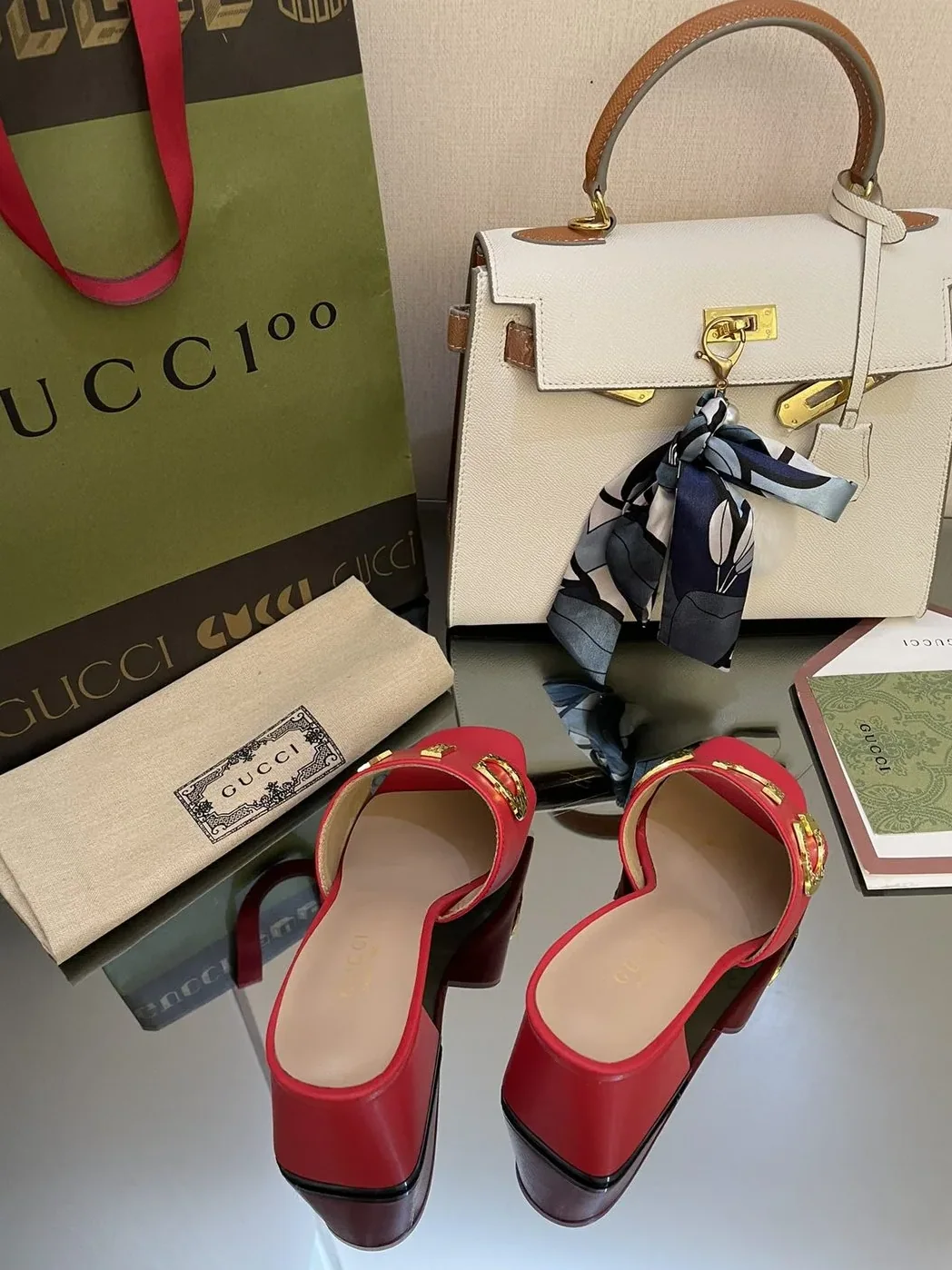 Gucci ‘Gucci' Slide Sandal Red for Women Gucci ‘Gucci' Slide Sandal Red for Women