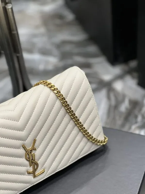Saint Laurent Kata 99 Chain Bag White With Gold Hardware in YSL Saint Laurent Kata 99 Chain Bag White With Gold Hardware in YSL
