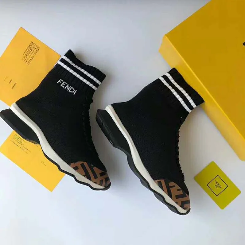 Fendi Shoes Pale Fabric Sneaker Boots for Women in Black