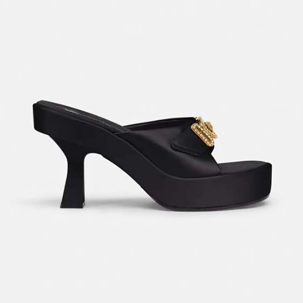 Versace Medusa Biggie Crystal Mules for Women in Black Versace Medusa Biggie Crystal Mules for Women in Black