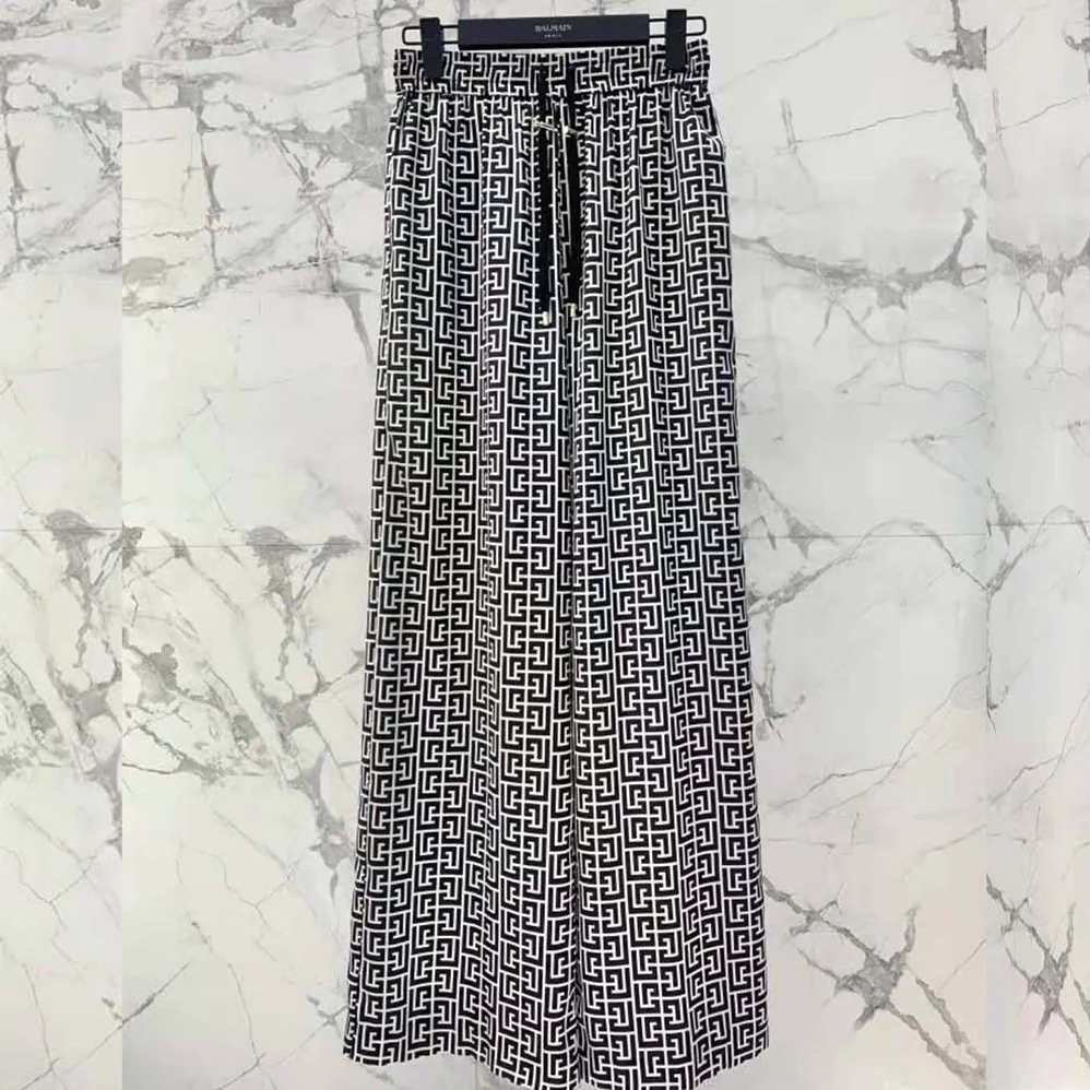 Balmain Monogrammed Flowing Trousers for Women