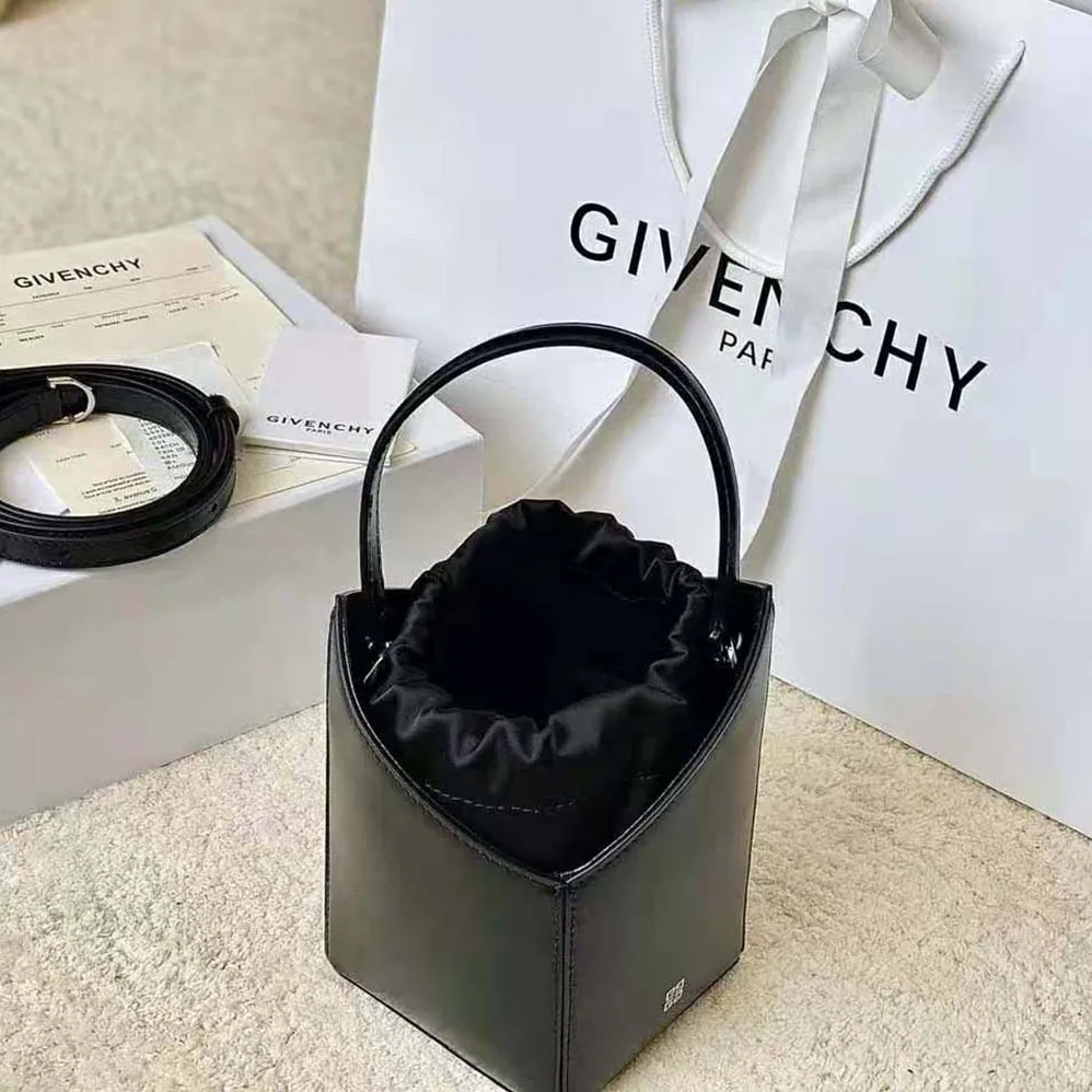 Givenchy Mini Cut Out Bucket Bag in Box Leather for Women in Black