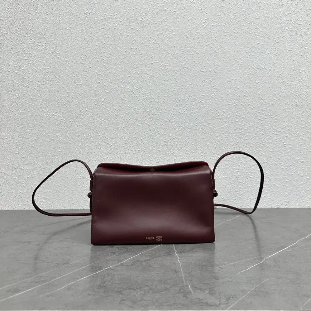 Celine Trio Flap In Smooth Lambskin for Women in Maroon Celine Trio Flap In Smooth Lambskin for Women in Maroon