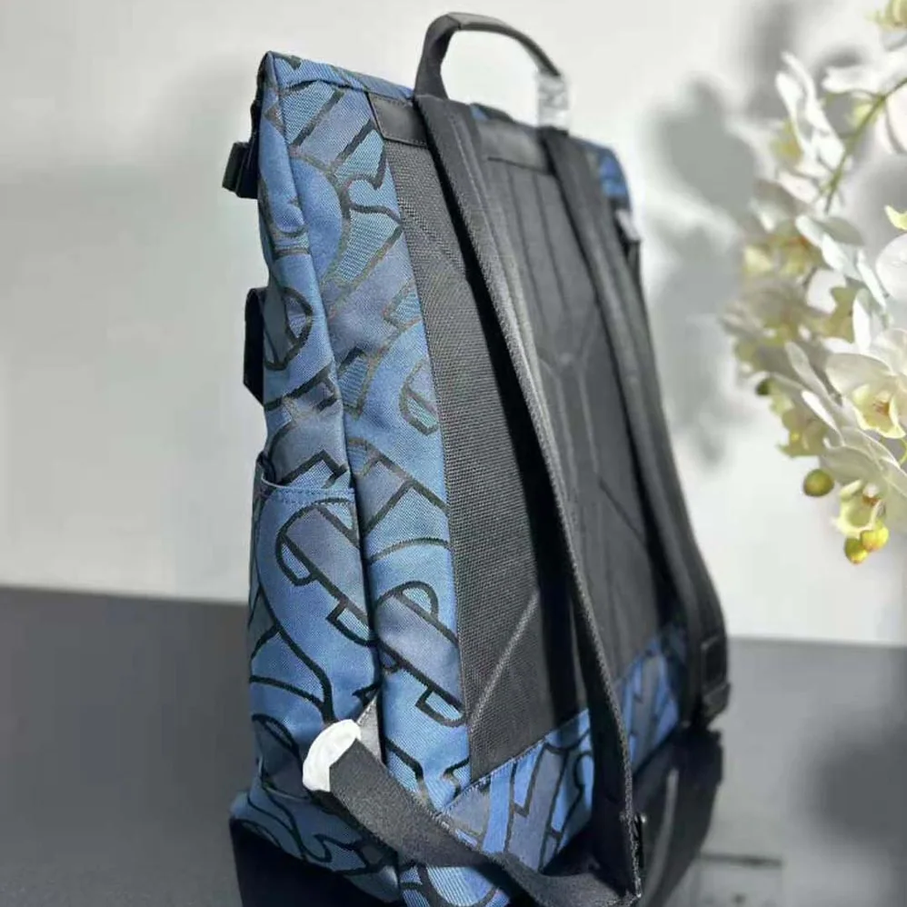 Burberry Orville Backpack with Raised Burberry Lettering at Front for Men in Navy