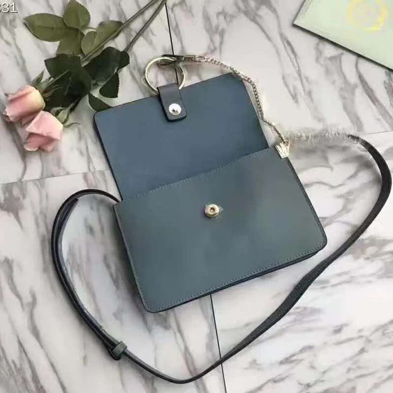 Chloe Faye Small Shoulder Bag in Smooth & Suede Calfskin in Blue Chloe Faye Small Shoulder Bag in Smooth & Suede Calfskin in Blue