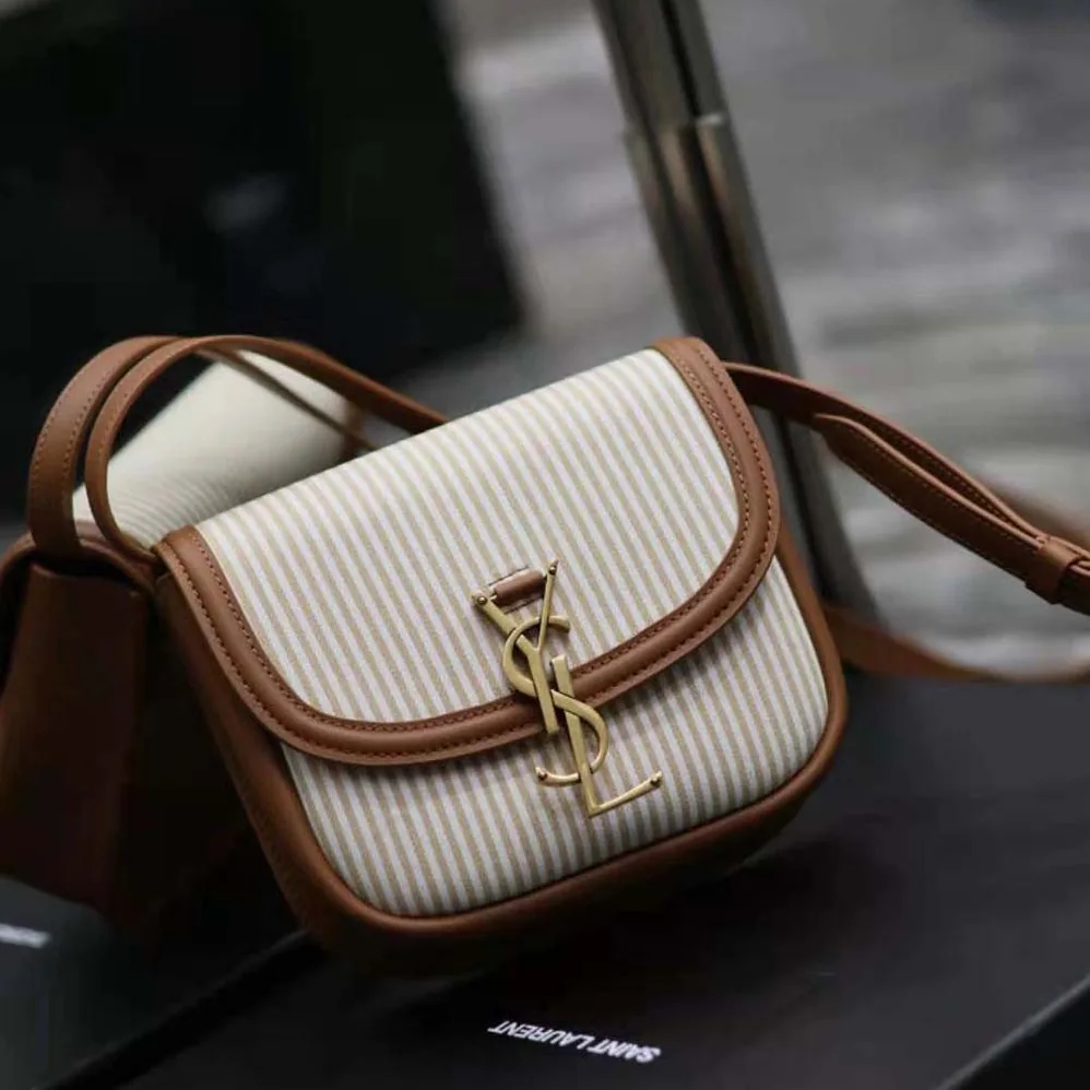 Saint Laurent YSL Kaia Small in Canvas and Vegetable for Women in tanned Leather Saint Laurent YSL Kaia Small in Canvas and Vegetable for Women in tanned Leather