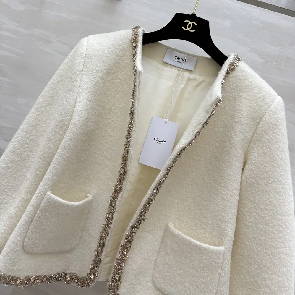 Celine Embroidered Chelsea Jacket in Silk Natté for Women